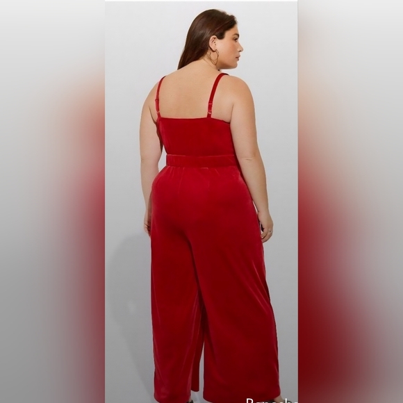 Torrid Red Velvet Cami Wide Leg Jumpsuit - Picture 2 of 4